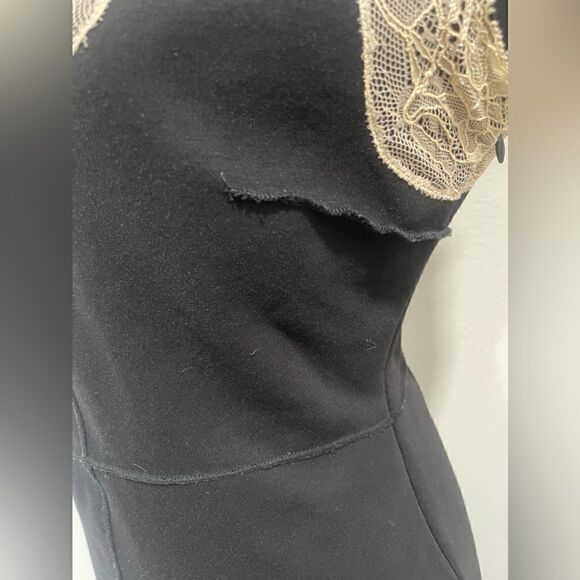 Alberto Makali Black Dress with Beige Lace Trim Size M - Picture 8 of 10